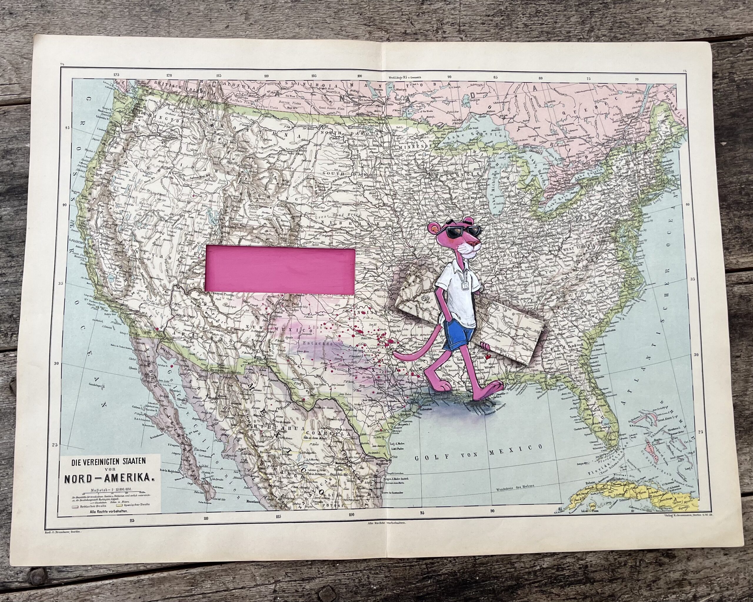 Pink Panther Kunst auf Landkarte – Bild 2