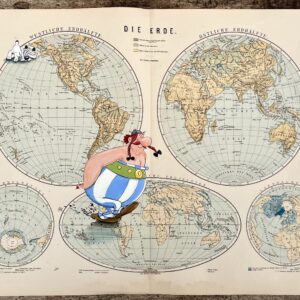Hinkelstein 2.0 – Obelix auf alter Weltkarte