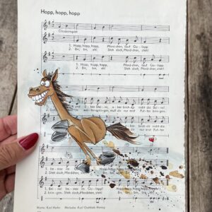 Hopp, hopp, HOPPLA! – Pferd auf altem Notenblatt