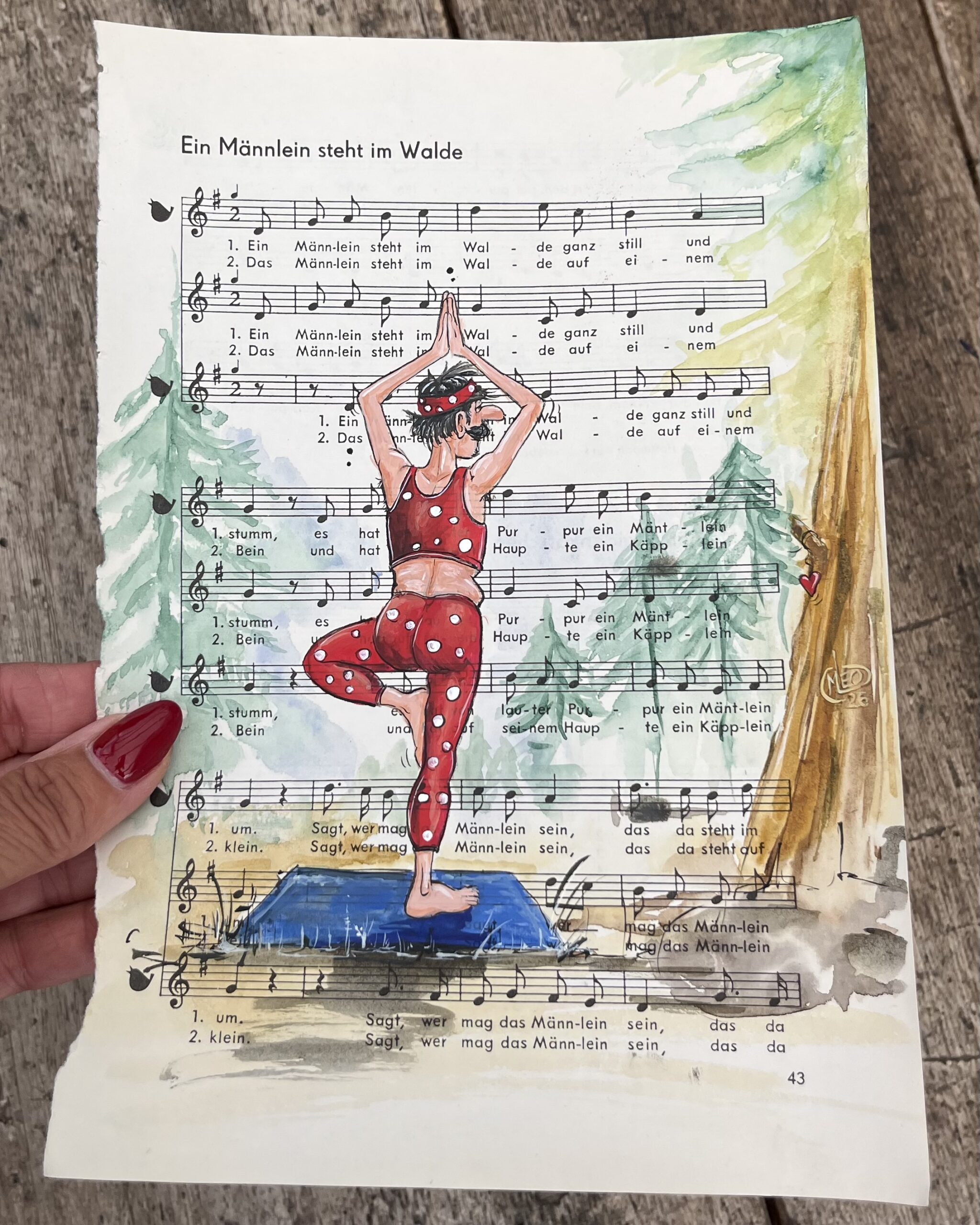 Ein Männlein steht im Walde – Yoga auf altem Notenblatt – Bild 3